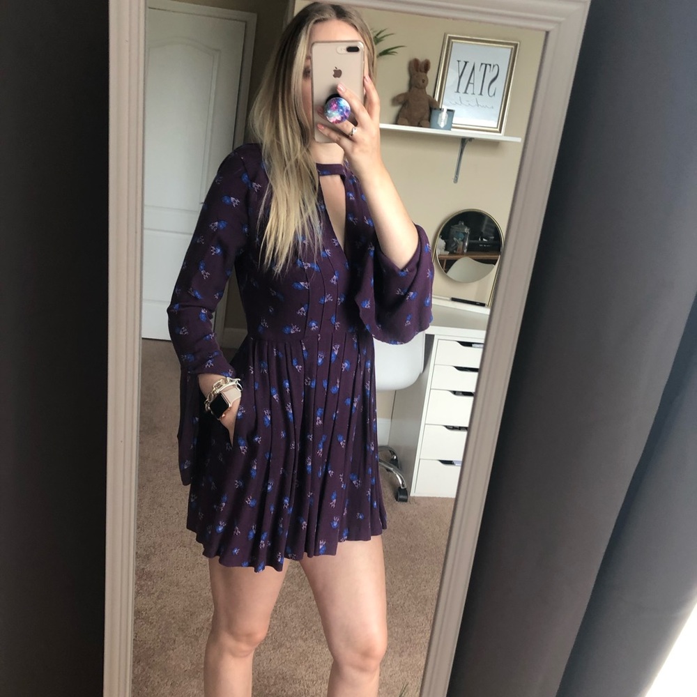 Plum Free People mini dress with pockets